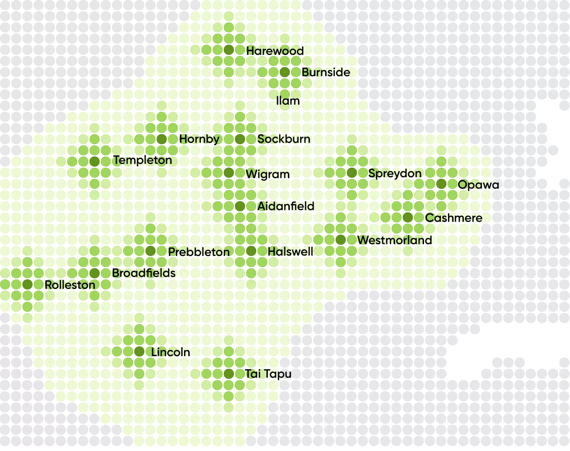 Map showing Lawn mowing & gardening service areas in as above list